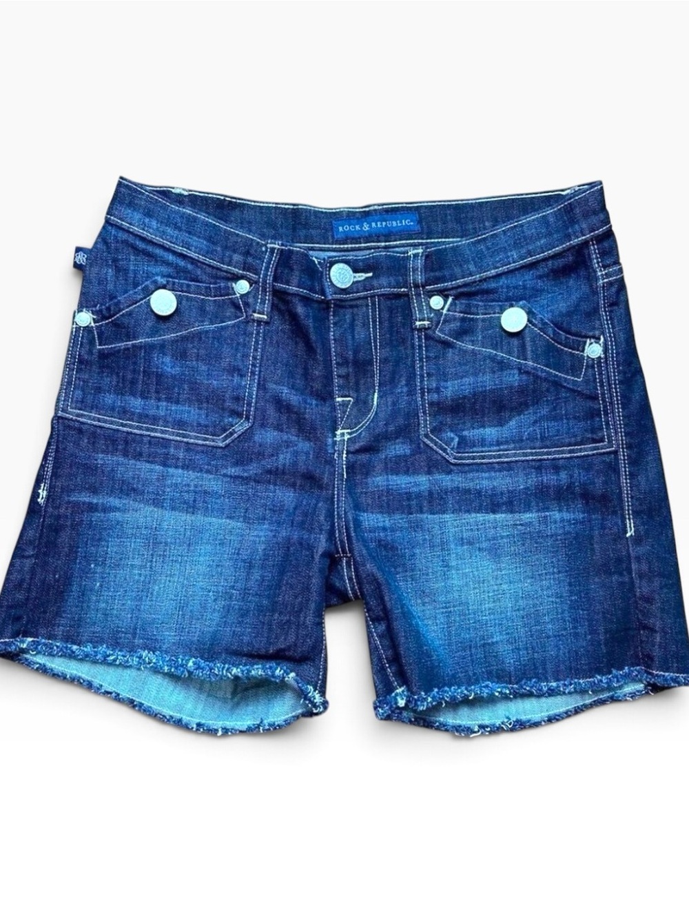 ROCK & Republic jeans shorts Stinger blue low/medium rise waist stretch size 10